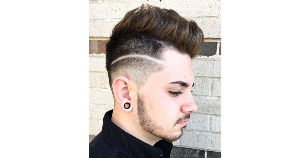 Faux Hawk with Low Taper Fade and Design